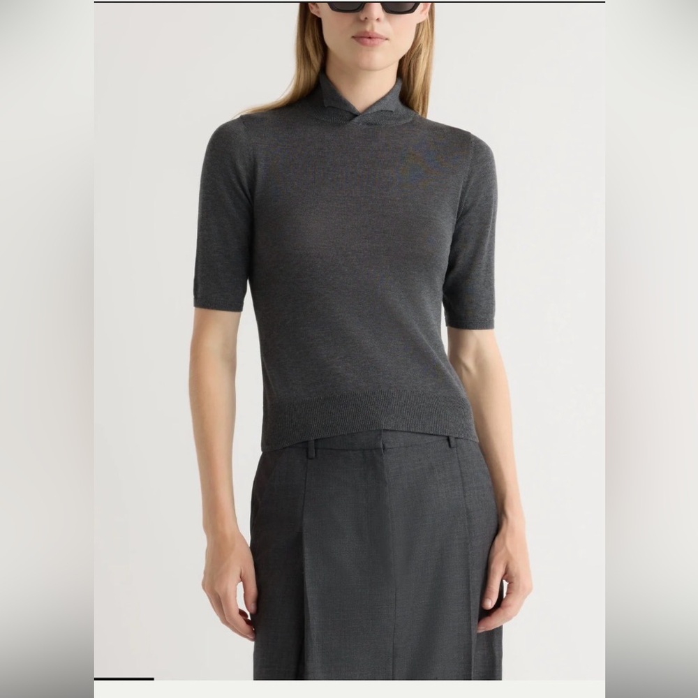 Modern Citizen Charcoal Short Sleeve Mock Neck Tee